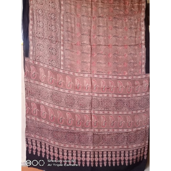 Ajrakh Block print Saree 